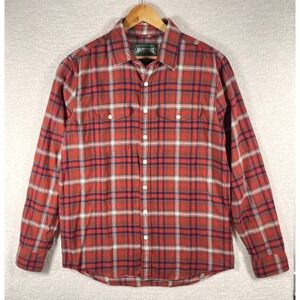 American Eagle Orange Blue Plaid Flannel M Tall granola back to school syracuse